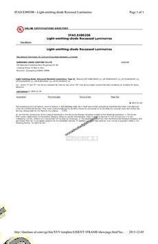 UL LED 面板燈證書